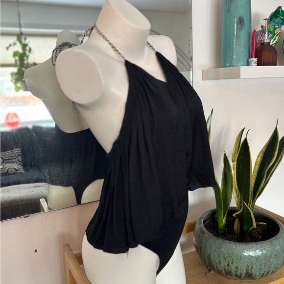 Intimately Free People Callie Bodysuit Black Flowy Halter V Neck Women’s SZ S - Picture 4 of 7
